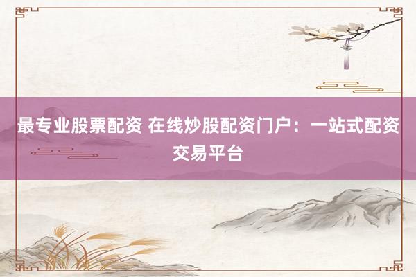 最专业股票配资 在线炒股配资门户：一站式配资交易平台